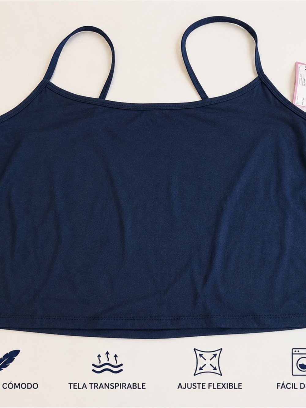 Navy Spaghetti-Strap Crop Top